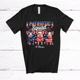 MacnyStore - Personalized Custom Name Patriotic Squad; Lovely 4th of July Three US Flag Pig; Farmer T-Shirt