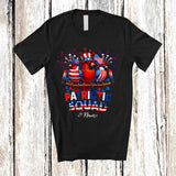 MacnyStore - Personalized Custom Name Patriotic Squad; Proud 4th Of July Three US Flag Cute Cardinal Birds T-Shirt