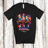 MacnyStore - Personalized Custom Name Patriotic Squad; Proud 4th Of July Three US Flag Cute Cockatiels T-Shirt