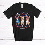 MacnyStore - Personalized Custom Name Patriotic Squad; Proud 4th Of July US Flag Three Chihuahua Owner T-Shirt