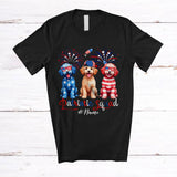 MacnyStore - Personalized Custom Name Patriotic Squad; Proud 4th Of July US Flag Three Cockapoo Owner T-Shirt