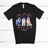 MacnyStore - Personalized Custom Name Patriotic Squad; Proud 4th Of July US Flag Three Samoyed Owner T-Shirt