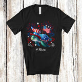 MacnyStore - Personalized Custom Name Patriotic Turtle With US Flag; Lovely 4th Of July Turtle Sea Animal T-Shirt