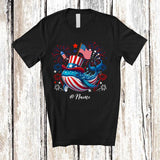 MacnyStore - Personalized Custom Name Patriotic Whale With US Flag; Lovely 4th Of July Whale Sea Animal T-Shirt