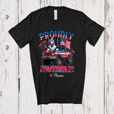 MacnyStore - Personalized Custom Name Pawtriotic; Lovely 4th Of July Border Collie Flag On Monster Truck T-Shirt