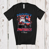 MacnyStore - Personalized Custom Name Pawtriotic; Lovely 4th Of July Cat On Monster Truck; Patriotic T-Shirt