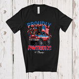 MacnyStore - Personalized Custom Name Pawtriotic; Lovely 4th Of July Dobermanns On Monster Truck; Patriotic T-Shirt
