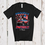 MacnyStore - Personalized Custom Name Pawtriotic; Lovely 4th Of July St. Bernard On Monster Truck; Patriotic T-Shirt