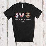 MacnyStore - Personalized Custom Name Peace Love Bulldogs; Floral Mother's Day Hand Sign Heart T-Shirt