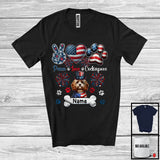 MacnyStore - Personalized Custom Name Peace Love Cockapoos, Lovely 4th Of July American Flag Patriotic T-Shirt