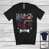 MacnyStore - Personalized Custom Name Peace Love Dachshunds, Lovely 4th Of July American Flag Patriotic T-Shirt