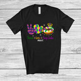 MacnyStore - Personalized Custom Name Peace Love King Cake; Lovely Mardi Gras Peace Hand Sign Heart T-Shirt