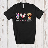 MacnyStore - Personalized Custom Name Peace Love Labrador Retrievers; Floral Mother's Day Hand Sign Heart T-Shirt