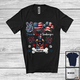 MacnyStore - Personalized Custom Name Peace Love Leonbergers, Lovely 4th Of July American Flag Patriotic T-Shirt