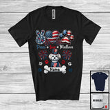 MacnyStore - Personalized Custom Name Peace Love Malteses, Lovely 4th Of July American Flag Patriotic T-Shirt