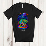 MacnyStore - Personalized Custom Name Peacock Disco Sunglasses Playing Rock Guitar; Joyful Guitarist Music T-Shirt
