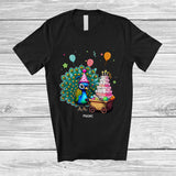 MacnyStore - Personalized Custom Name Peacock with Cake; Lovely Birthday Party Animal Lover T-Shirt