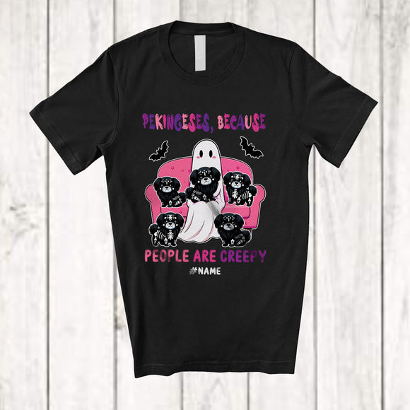 MacnyStore - Personalized Custom Name Pekingeses People Creepy; Amazing Halloween Boo Ghost Family T-Shirt