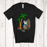 MacnyStore - Personalized Custom Name Penguin Surfer; Joyful Summer Vacation Hawaiian Surfing Lover T-Shirt