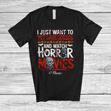 MacnyStore - Personalized Custom Name Pet Cane Corsos And Watch Horror Movies; Creepy Halloween Zombie T-Shirt