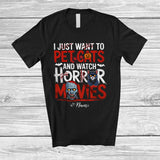 MacnyStore - Personalized Custom Name Pet Cats And Watch Horror Movies; Creepy Halloween Zombie T-Shirt