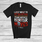 MacnyStore - Personalized Custom Name Pet Dalmatians And Watch Horror Movies; Creepy Halloween Zombie T-Shirt