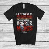 MacnyStore - Personalized Custom Name Pet Great Danes And Watch Horror Movies; Creepy Halloween Zombie T-Shirt