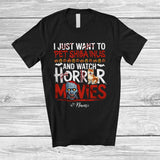 MacnyStore - Personalized Custom Name Pet Shiba Inus And Watch Horror Movies; Creepy Halloween Zombie T-Shirt