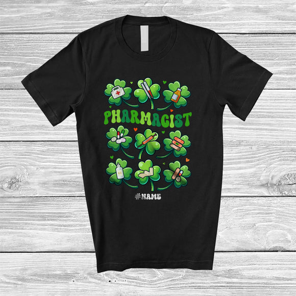 MacnyStore - Personalized Custom Name Pharmacist; Joyful St. Patrick's Day Lucky Shamrocks; Family T-Shirt