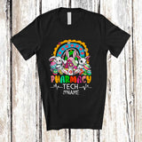 MacnyStore - Personalized Custom Name Pharmacy Tech; Adorable Easter Bunnies Hunting Eggs; Rainbow Family T-Shirt