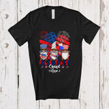 MacnyStore - Personalized Custom Name Phlebotomist Squad; Joyful 4th Of July Three Gnomes; US Flag Heart T-Shirt