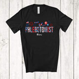 MacnyStore - Personalized Custom Name Phlebotomist; Amazing 4th Of July US Flag Patriotic; Jobs Proud T-Shirt