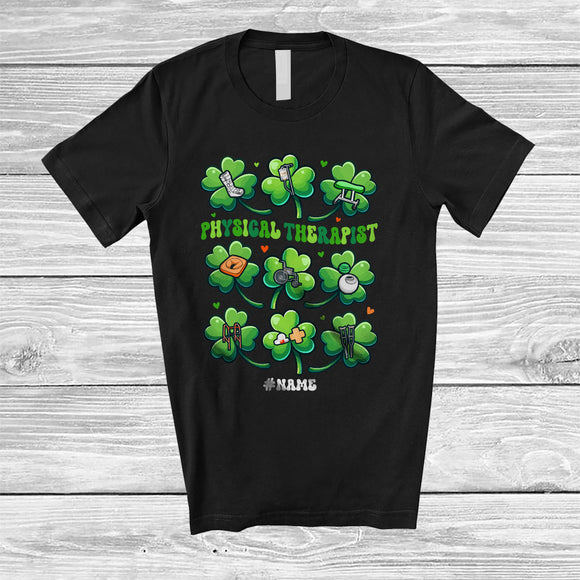MacnyStore - Personalized Custom Name Physical Therapist; Joyful St. Patrick's Day Lucky Shamrocks; Family T-Shirt