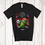 MacnyStore - Personalized Custom Name Pickle Playing Soccer; Joyful 4th Of July Sport Player; Patriotic T-Shirt