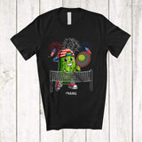 MacnyStore - Personalized Custom Name Pickle Playing Tennis; Joyful 4th Of July Sport Player; Patriotic T-Shirt