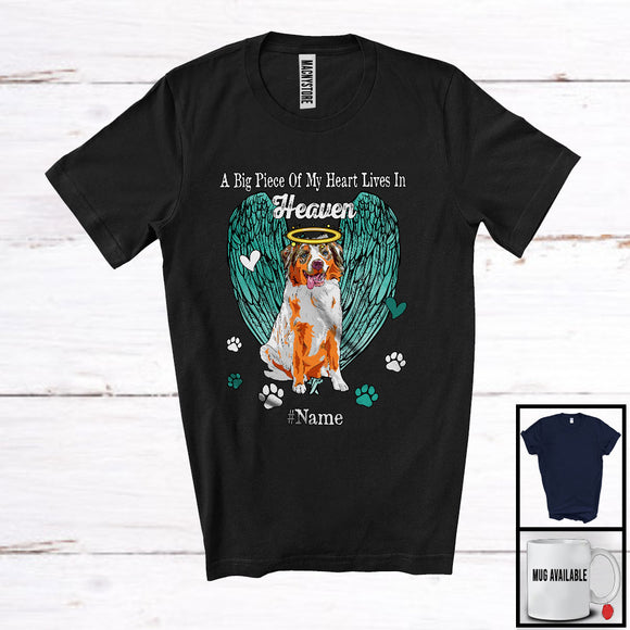 MacnyStore - Personalized Custom Name Piece Of Heart In Heaven, Lovely Memories Australian Shepherd Lover T-Shirt