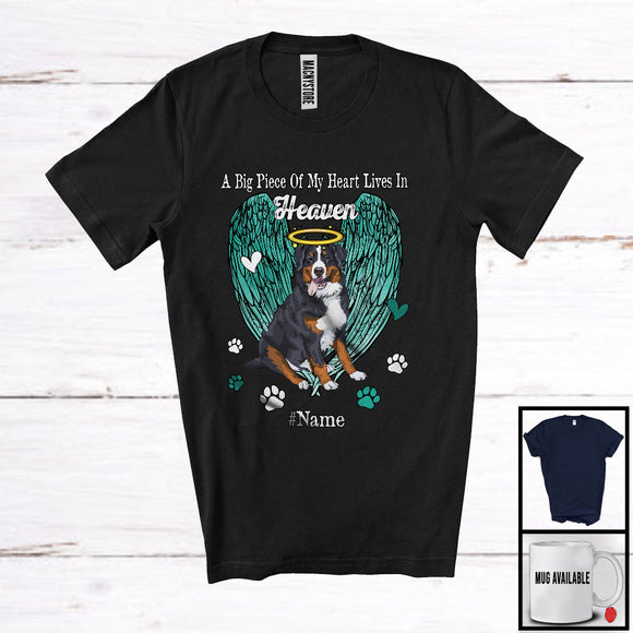MacnyStore - Personalized Custom Name Piece Of Heart In Heaven, Lovely Memories Bernese Mountain Lover T-Shirt