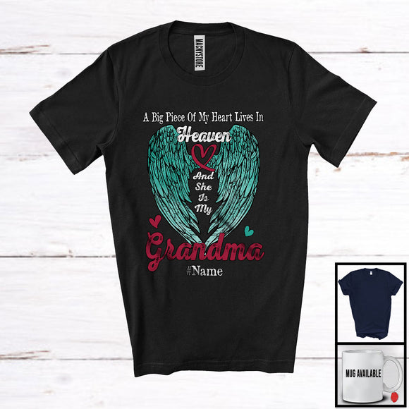 MacnyStore - Personalized Custom Name Piece Of Heart In Heaven, Lovely Memories Grandma, Mother's Day Family T-Shirt