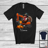 MacnyStore - Personalized Custom Name Pilgrim Turkey Driving Excavator, Amazing Thanksgiving Driver Team T-Shirt