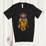 MacnyStore - Personalized Custom Name Pineapple American Flag Cape; Amazing 4th Of July Fruit Vegan Patriotic T-Shirt