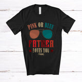 MacnyStore - Personalized Custom Name Pink or Blue Father Loves You; Joyful Father's Day Gender Reveal; Family T-Shirt