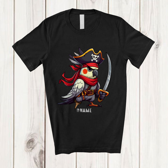 MacnyStore - Personalized Custom Name Pirate Cockatiel; Scary Halloween Cockatiel Bird Lover; Family Group T-Shirt