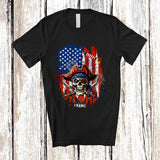 MacnyStore - Personalized Custom Name Pirate Skull With American Flag; Joyful 4th Of July Firecracker; Patriotic T-Shirt