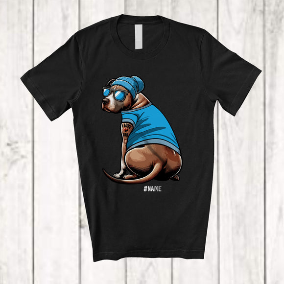 MacnyStore - Personalized Custom Name Pit Bull I Love Dad; Lovely Father's Day Pit bull Tattooed on Hand T-Shirt
