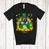 MacnyStore - Personalized Custom Name Pit Bull Leprechaun In Pot Of Gold; Lovely St. Patrick's Day Rainbow T-Shirt