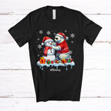 MacnyStore - Personalized Custom Name Polar Bear Build Snowman; Lovely Snow Santa Polar Bear; Family T-Shirt