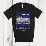 MacnyStore - Personalized Custom Name Police Officer Mom I Raised Mine; Proud Mother's Day US Flag; Family T-Shirt