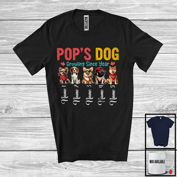 MacnyStore - Personalized Custom Name Pops's Dog Growing Since Year, Lovely Father's Day Dog Lover T-Shirt