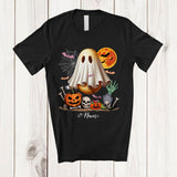 MacnyStore - Personalized Custom Name Potato Wearing Ghost Boo Costume; Creepy Halloween Fruit Vegan T-Shirt