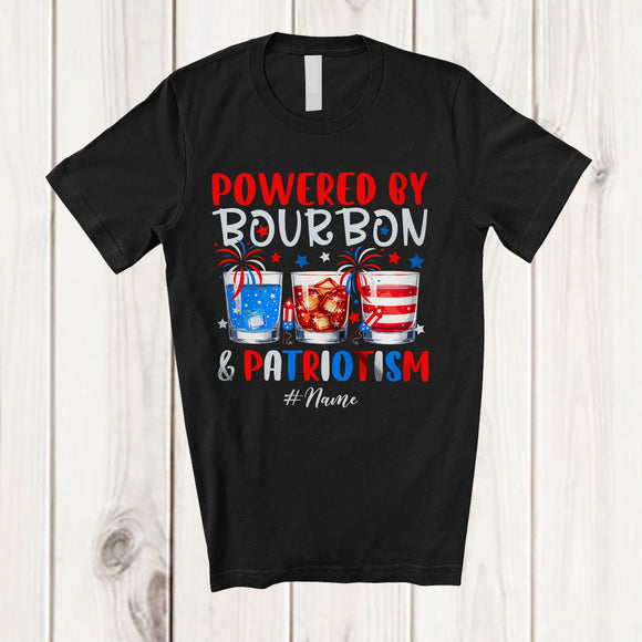 MacnyStore - Personalized Custom Name Powered by Bourbon And Patriotism; Lovely 4th Of July Patriotic T-Shirt